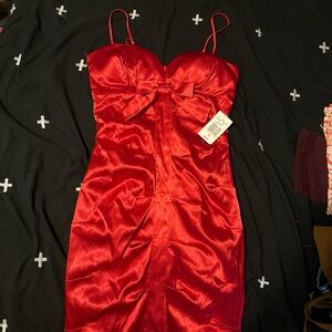 Elegant Red Satin Dress
